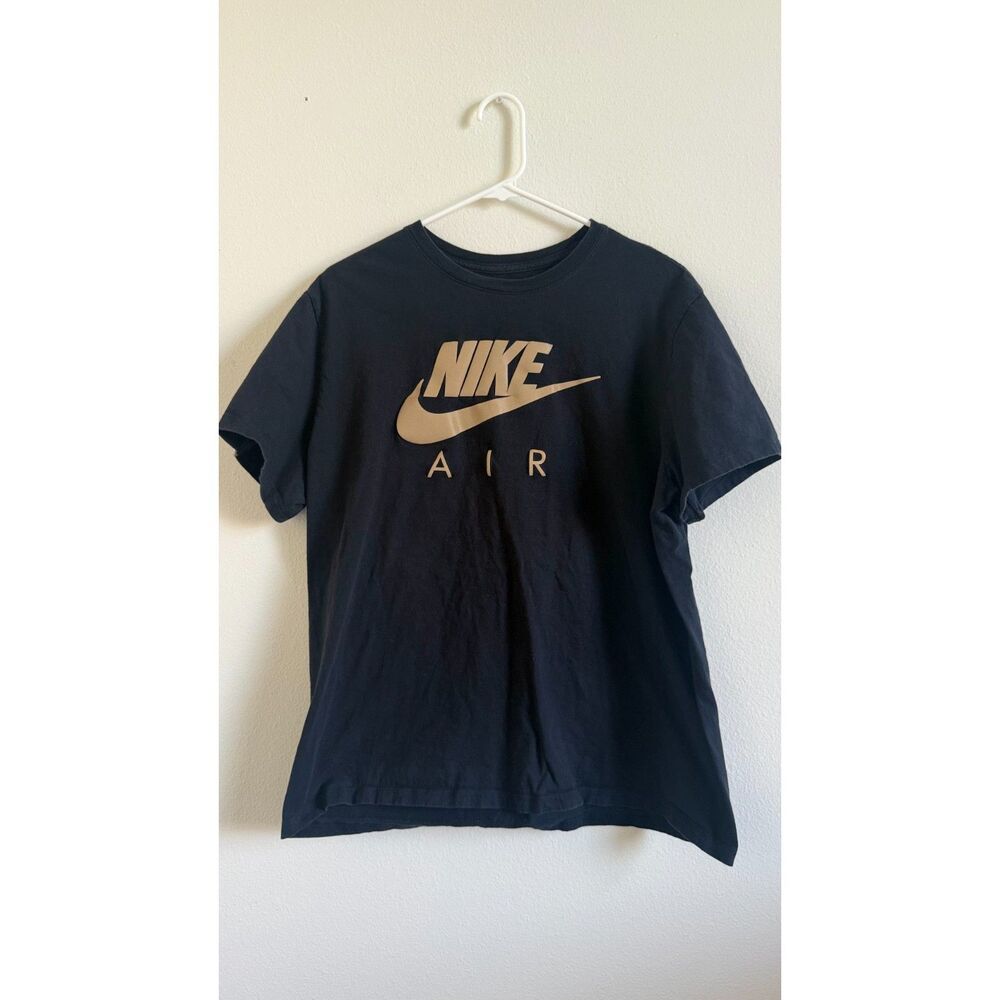 Nike Air Men’s XL Black Gold Logo Swoosh Graphic T-Shirt Sportswear Tee